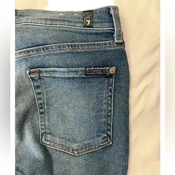 7 FOR ALL MANKIND Luxe Vintage High Waist Ankle Skinny Jean Silver  Stripe 29/8 - Picture 13 of 15